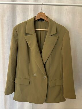 Olive Double-Breasted Women's Blazer Jacket